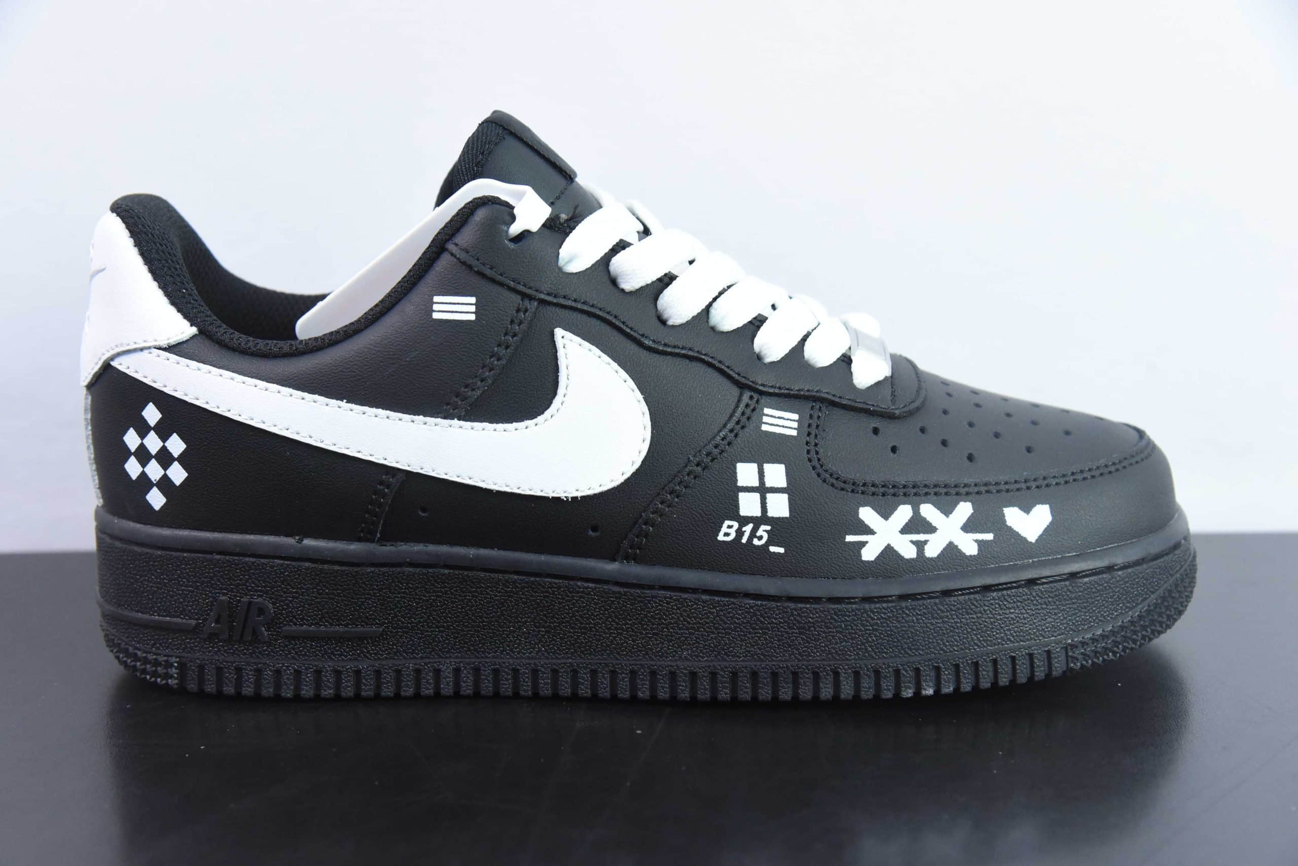 耐克Nike Air Force 1'07 Low 电玩主题黑白空军一号低帮休闲板鞋纯原版本 货号：CW2288-018