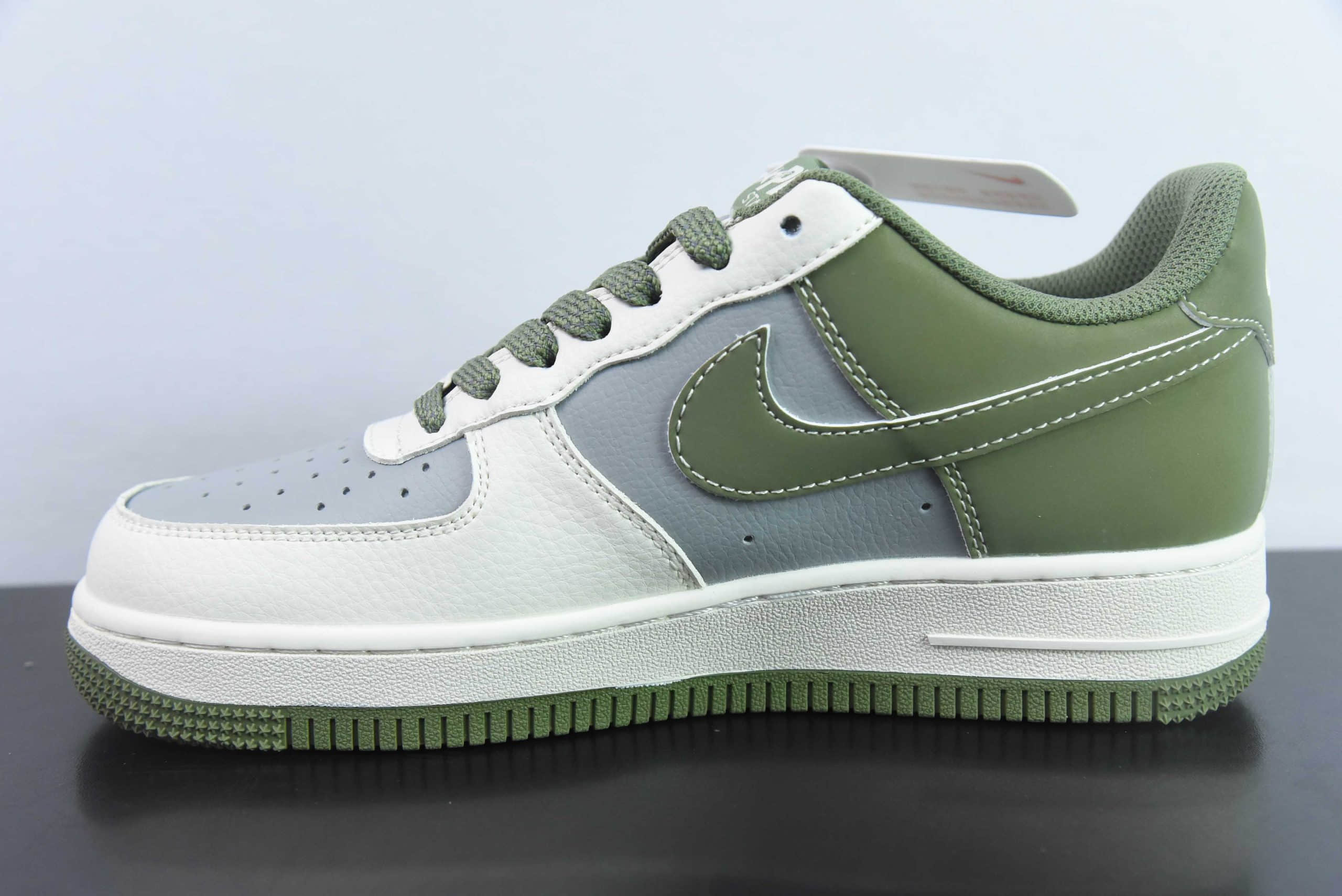 耐克Nike Air Force 1'07 Low Bape联名深绿米灰空军一号低帮休闲板鞋纯原版本 货号：BB6566-205