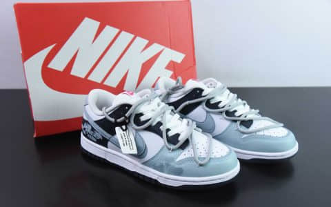 耐克Nike SB Dunk Low泼墨涂鸦灰绿解构SB低帮休闲滑板鞋纯原版本 货号：FB9109-401