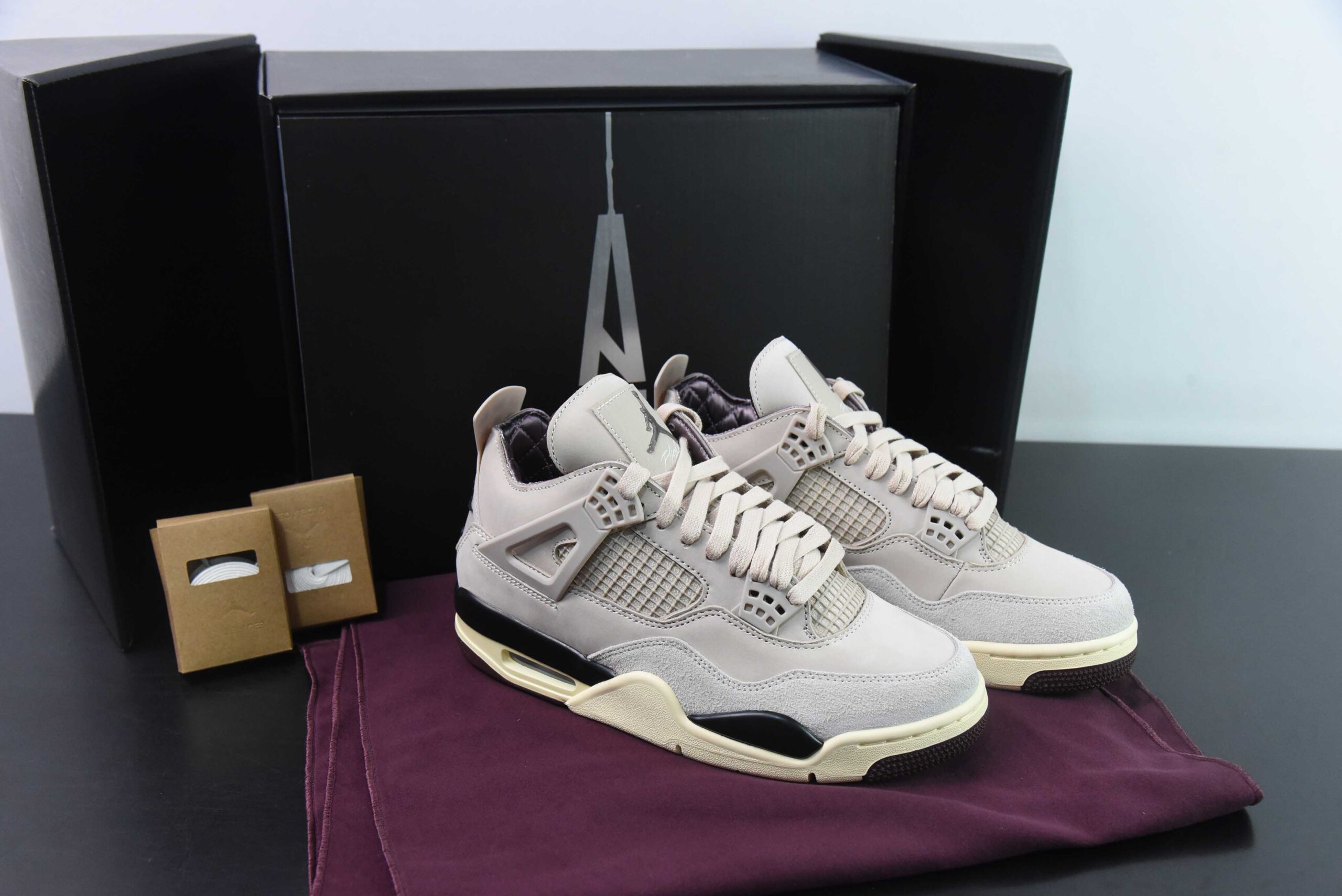 乔丹 A Ma Maniere x Air Jordan 4 “Fossil Stone” AJ4重磅联名奶茶棕文化篮球鞋纯原版本 货号：FZ4810-200 