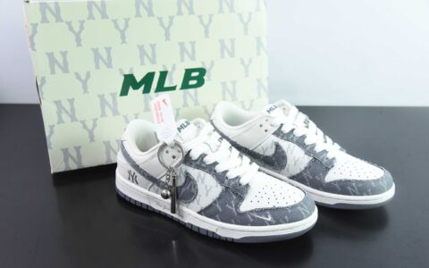 耐克Nike SB Dunk Low“MLB联名灰牛仔”周年高端定制SB低帮休闲板鞋纯原版本 货号：DQ1098-347