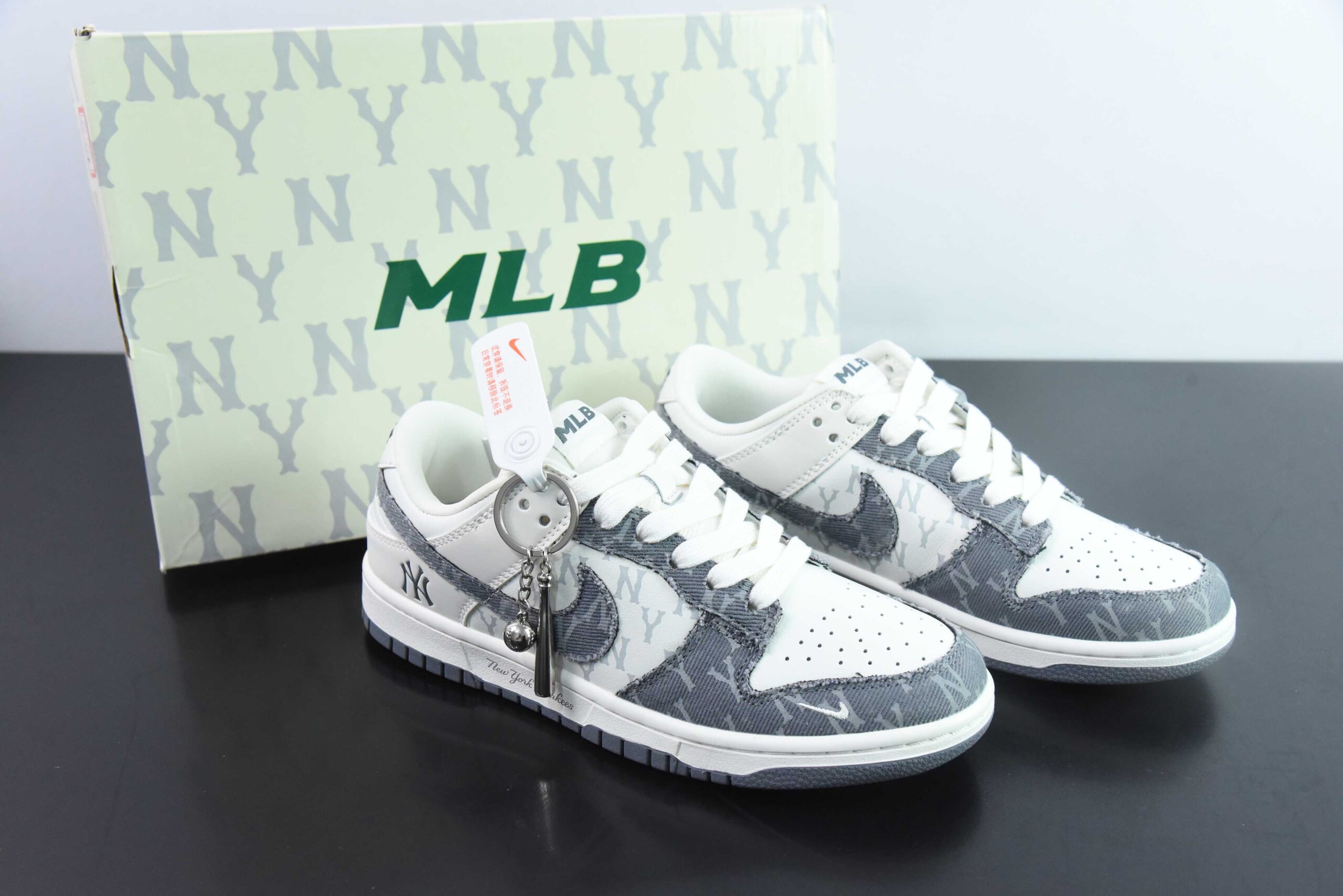 耐克Nike SB Dunk Low“MLB联名灰牛仔”周年高端定制SB低帮休闲板鞋纯原版本 货号：DQ1098-347