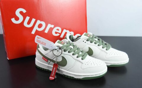 耐克Nike SB Dunk Low x Supreme联名白军绿SB低帮休闲板鞋纯原版本 货号：FC1688-142