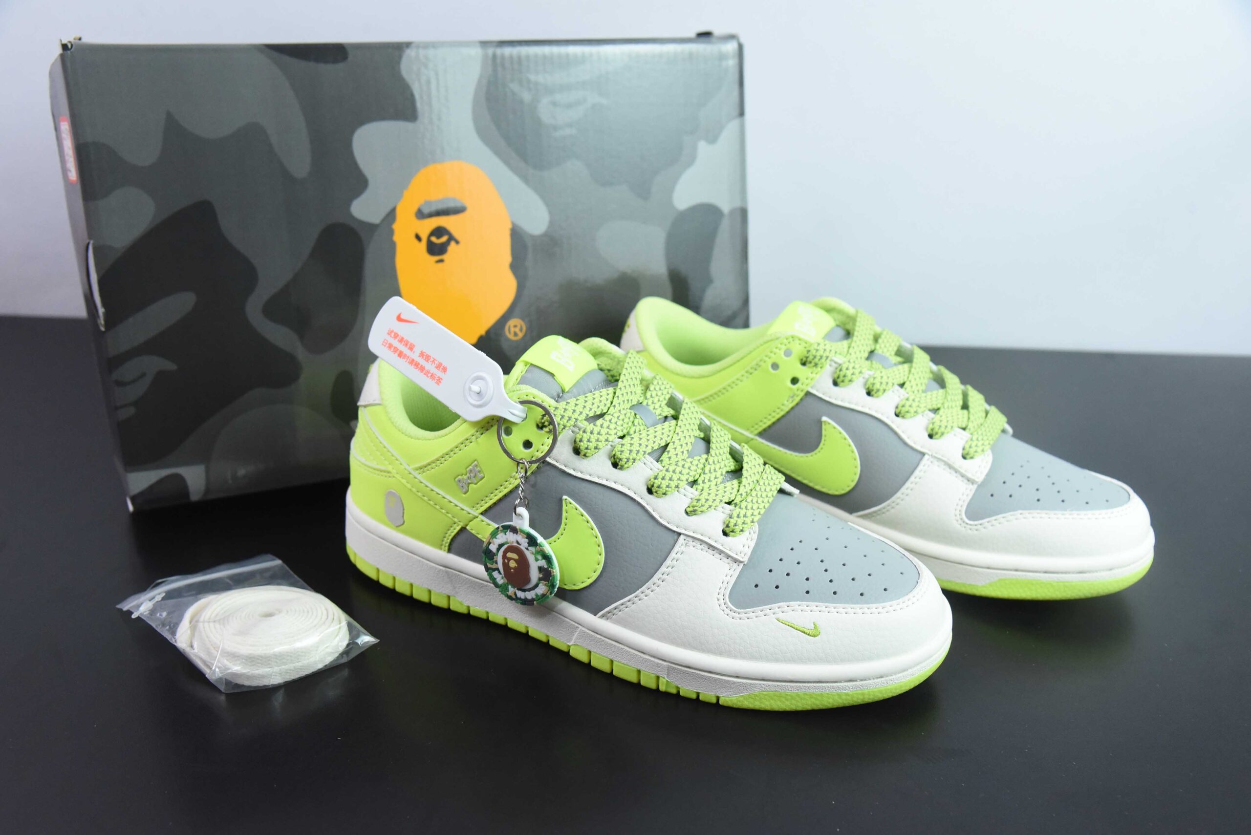 耐克Nike SB Dunk Low“ Bape联名——米灰绿” 周年高端定制SB低帮休闲板鞋纯原版本 货号：BB8969-005