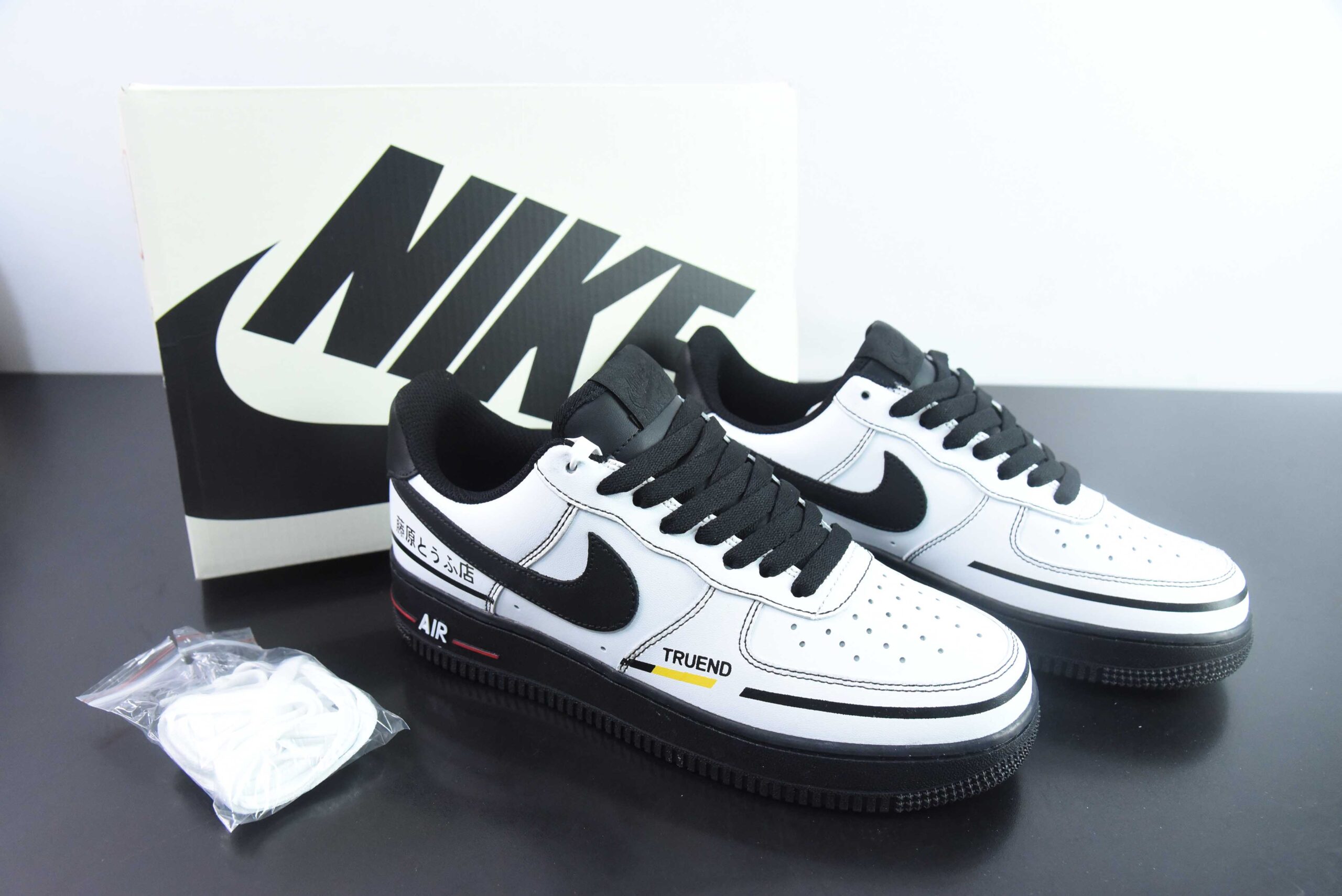 耐克Nike Air Force 1'07 Low 藤原浩联头文字D白黑空军一号低帮休闲板鞋纯原版本 货号： CW2288-019