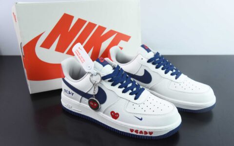 耐克Nike Air Force 1'07 Low 川久保玲联名米白深蓝空军一号低帮休闲板鞋纯原版本 货号：KK1988-001