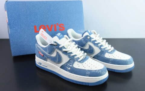 耐克Nike Air Force 1'07 Low 李维斯联名天蓝牛仔空军一号低帮休闲板鞋纯原版本 货号：SJ6698-003