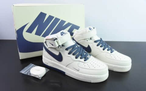 耐克Nike Air Force 1 MID 米深蓝双色底满天星空军一号中帮休闲板鞋纯原版本 货号：XL0236-233