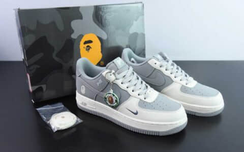 耐克Nike Air Force 1'07 Low Bape联名米白灰空军一号低帮休闲板鞋纯原版本 货号：BB6566-207