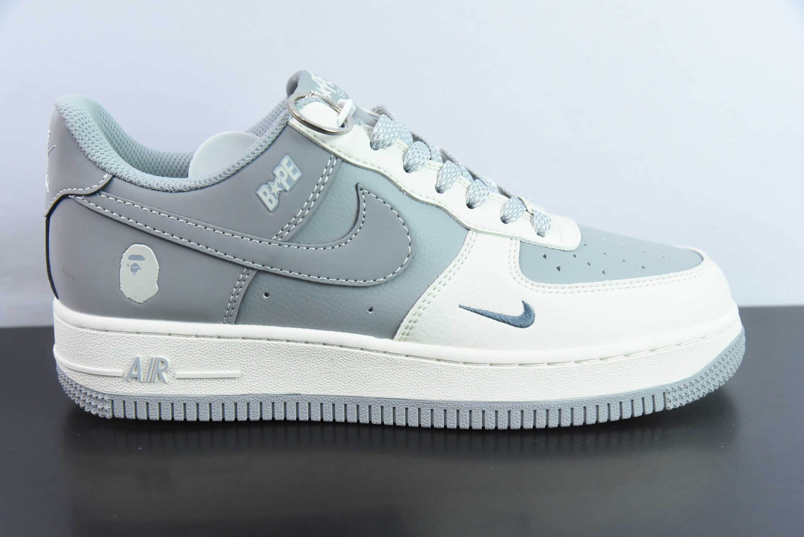 耐克Nike Air Force 1'07 Low Bape联名米白灰空军一号低帮休闲板鞋纯原版本 货号：BB6566-207