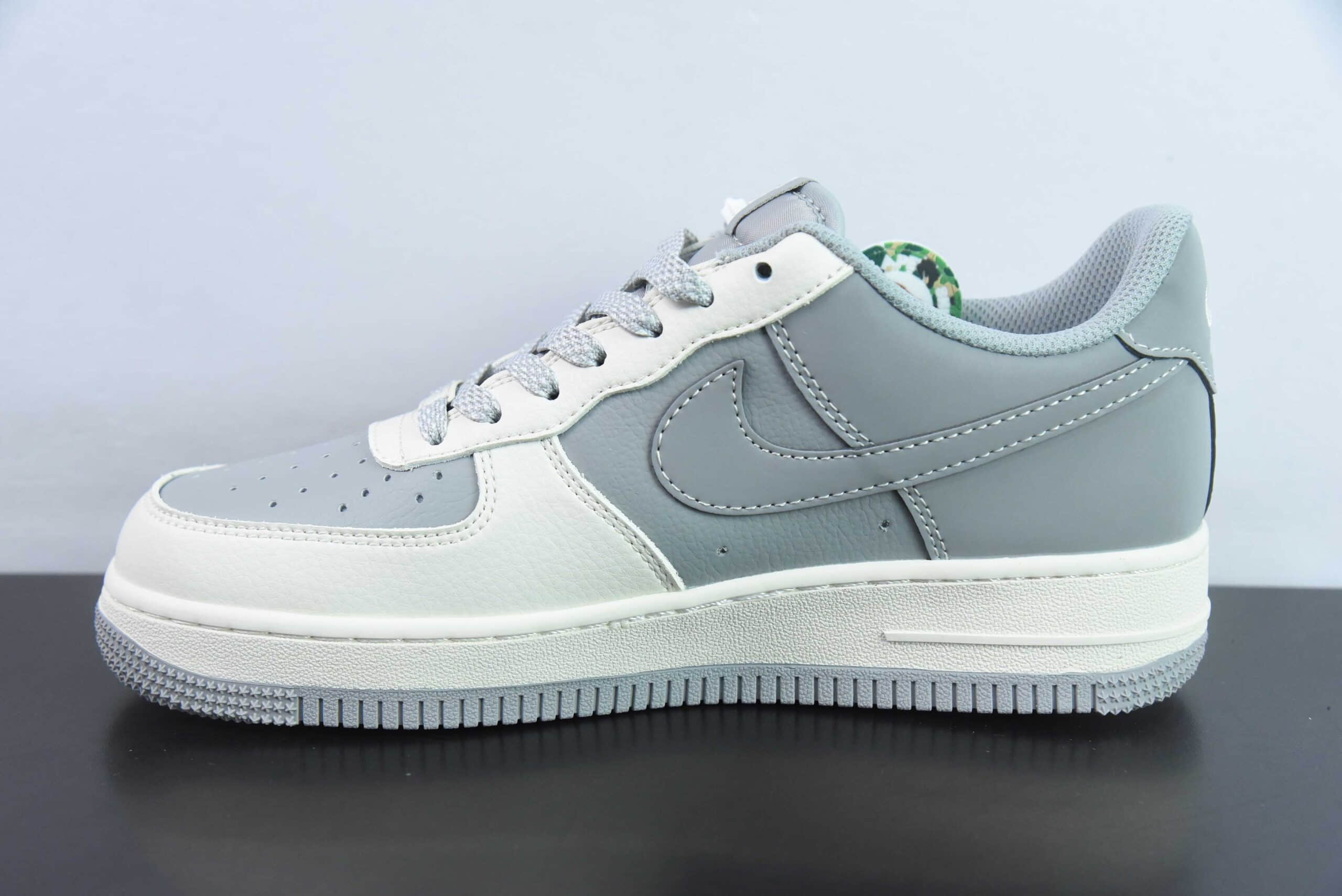 耐克Nike Air Force 1'07 Low Bape联名米白灰空军一号低帮休闲板鞋纯原版本 货号：BB6566-207