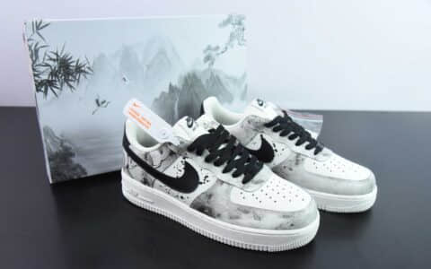 耐克Nike Air Force 1´07 Low 中国风水墨定制黑白空军一号低帮百搭休闲运动板鞋纯原版本 货号：BL1522-089