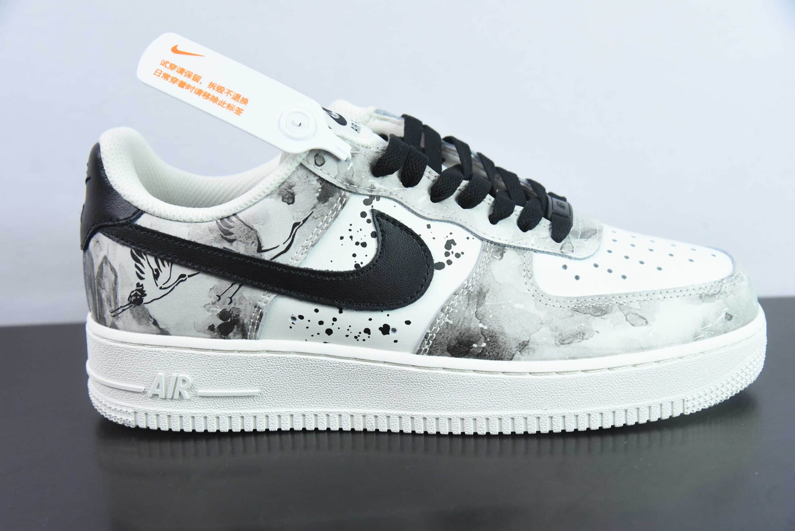 耐克Nike Air Force 1´07 Low 中国风水墨定制黑白空军一号低帮百搭休闲运动板鞋纯原版本 货号：BL1522-089