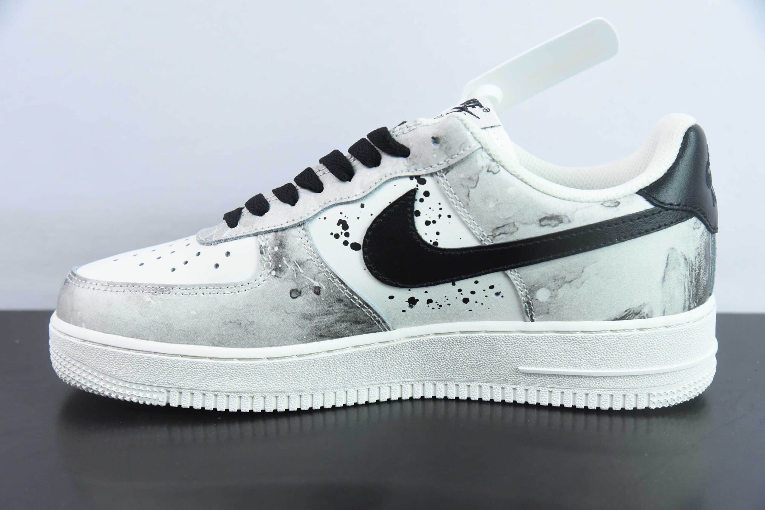 耐克Nike Air Force 1´07 Low 中国风水墨定制黑白空军一号低帮百搭休闲运动板鞋纯原版本 货号：BL1522-089