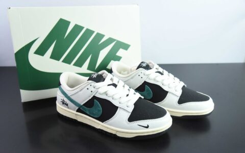 耐克Nike SB Dunk Low x Stussy联名米黑绿周年高端定制SB低帮休闲板鞋纯原版本 货号：KK1688-031