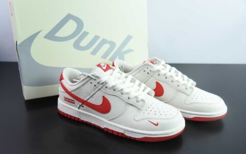 耐克Nike SB Dunk Low Supreme联名米白红勾周年高端定制SB低帮休闲板鞋纯原版本 货号：KK1688-031