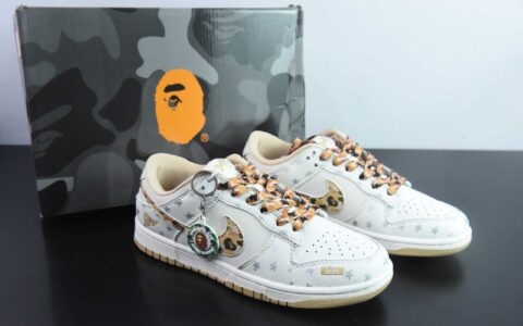 耐克Nike SB Dunk Low“BAPE联名米棕迷彩勾” 周年高端定制SB低帮休闲板鞋纯原版本 货号：DQ1098-352