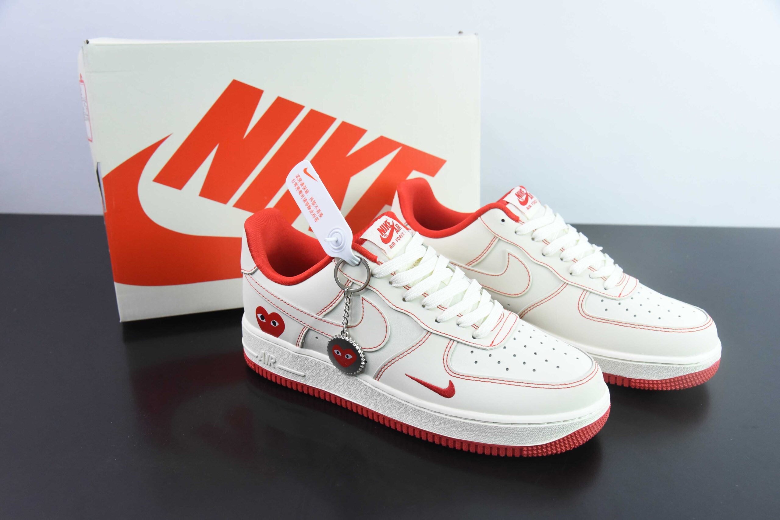 耐克NIke Air Force 1 '07 Low 川久保玲联名米白红线空军一号低帮运动休闲鞋纯原版本 货号：KK3333-001