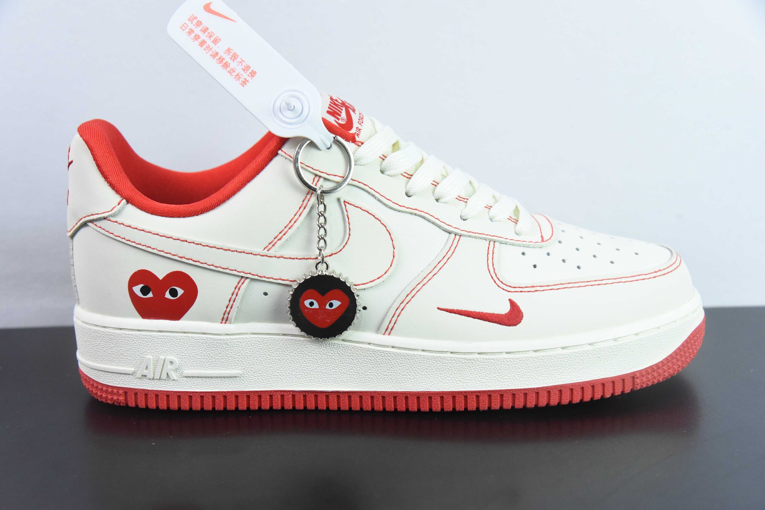 耐克NIke Air Force 1 '07 Low 川久保玲联名米白红线空军一号低帮运动休闲鞋纯原版本 货号：KK3333-001