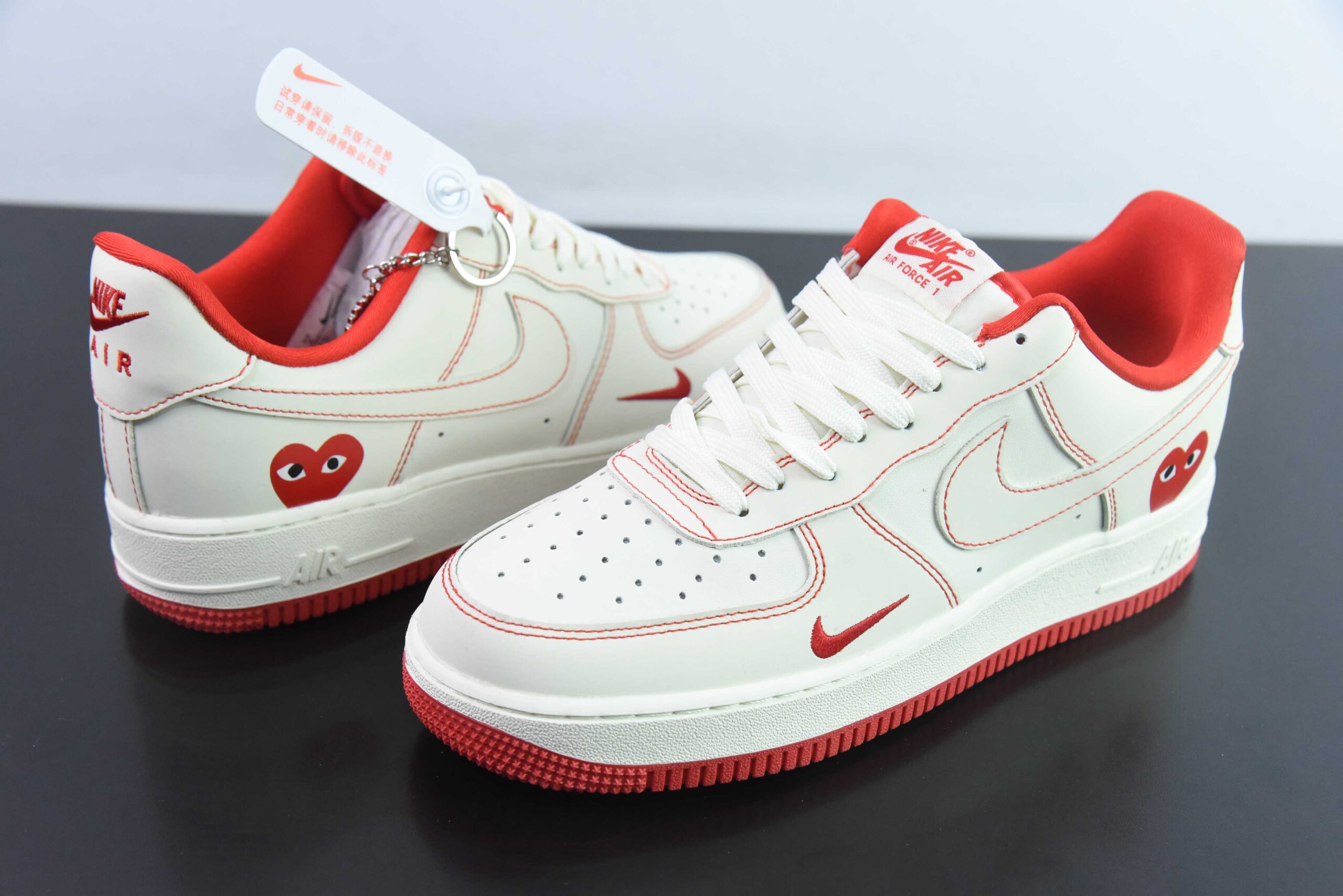 耐克NIke Air Force 1 '07 Low 川久保玲联名米白红线空军一号低帮运动休闲鞋纯原版本 货号：KK3333-001