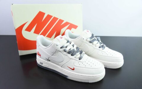 耐克NIke Air Force 1 '07 Low “斯图西联名米白灰双拼”空军一号低帮运动休闲鞋纯原版本 货号：XZ6188-015