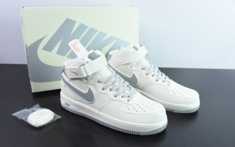 耐克Nike Air Force 1 Mid 白灰空军一号中帮百搭休闲运动板鞋纯原版本 货号：SH0235-522