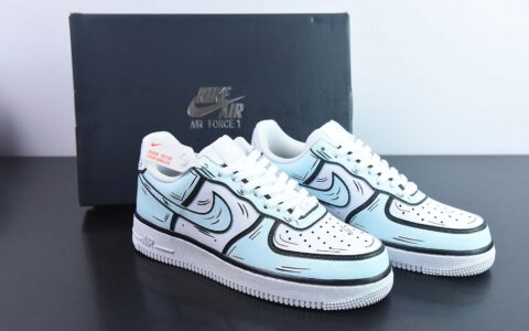 耐克Nike Air Force 1'07 Low 官方爆款定制二次元主题蒂夫尼蓝涂鸦配色空军一号低帮休闲板鞋纯原版本 货号：CW2288-200