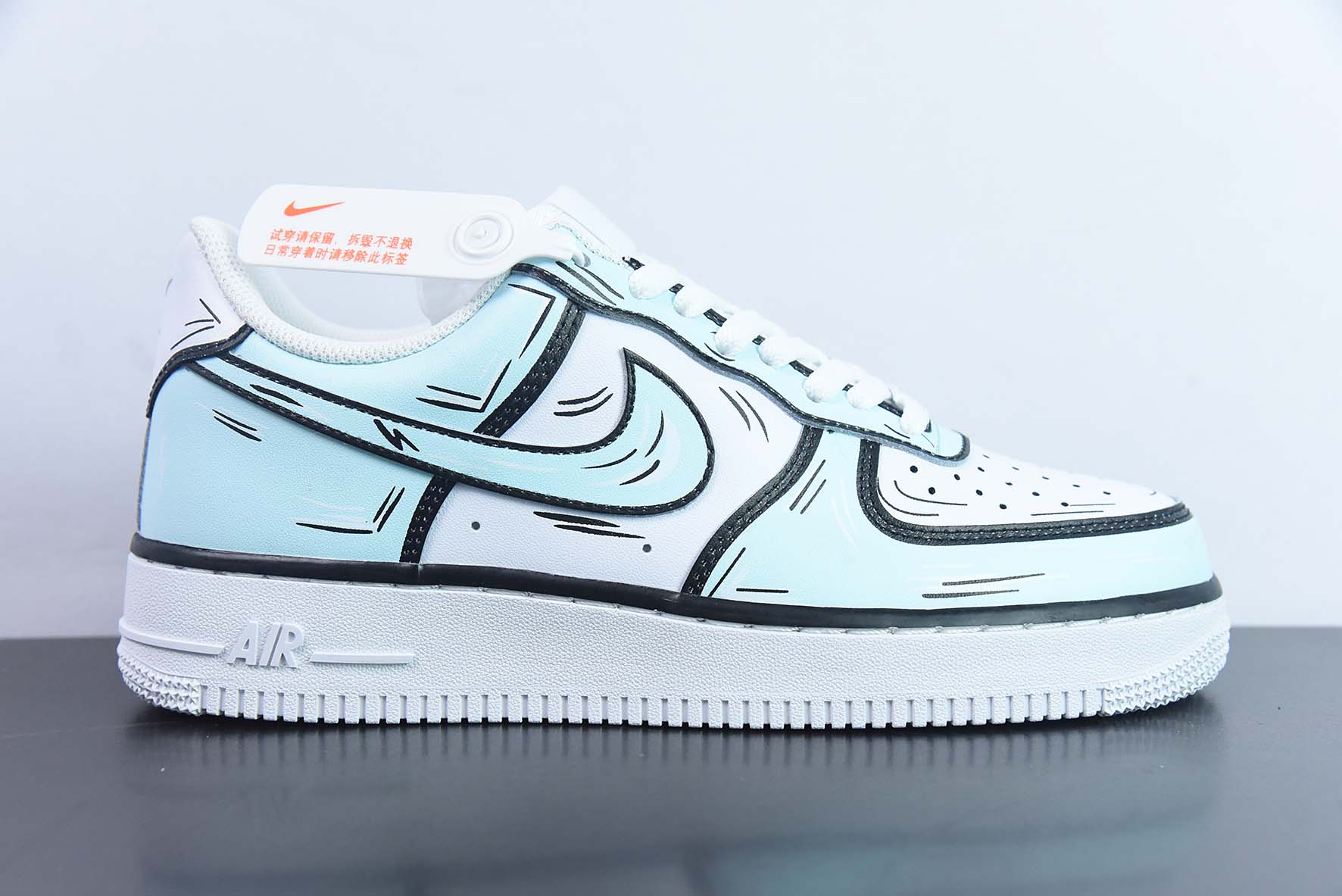 耐克Nike Air Force 1'07 Low 官方爆款定制二次元主题蒂夫尼蓝涂鸦配色空军一号低帮休闲板鞋纯原版本 货号：CW2288-200