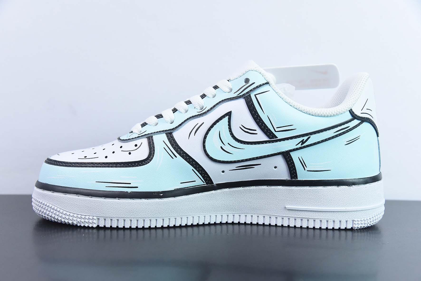 耐克Nike Air Force 1'07 Low 官方爆款定制二次元主题蒂夫尼蓝涂鸦配色空军一号低帮休闲板鞋纯原版本 货号：CW2288-200