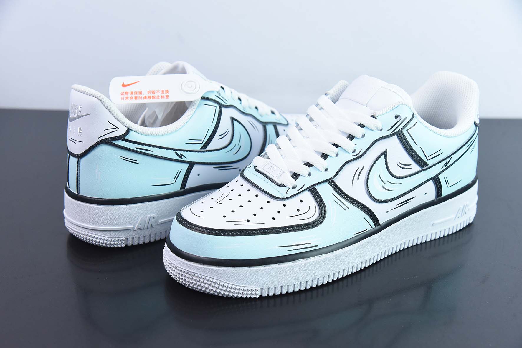 耐克Nike Air Force 1'07 Low 官方爆款定制二次元主题蒂夫尼蓝涂鸦配色空军一号低帮休闲板鞋纯原版本 货号：CW2288-200