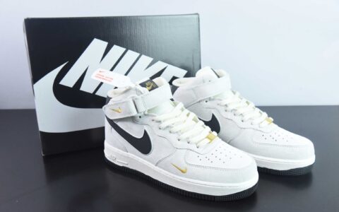 耐克Nike Air Force 1 Mid 07 白灰黑刺绣小金钩空军一号中帮休闲板鞋纯原版本 货号：KG3031-011