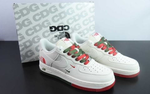 耐克Nike Air Force 1 AF1白红绿北面印花定制版空军一号低帮休闲板鞋纯原版本 货号：XZ6188-011