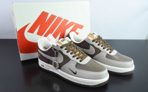 耐克Nike Air Force 1 AF1灰咖猿人头印花空军一号低帮休闲板鞋纯原版本 货号：KK1988-039