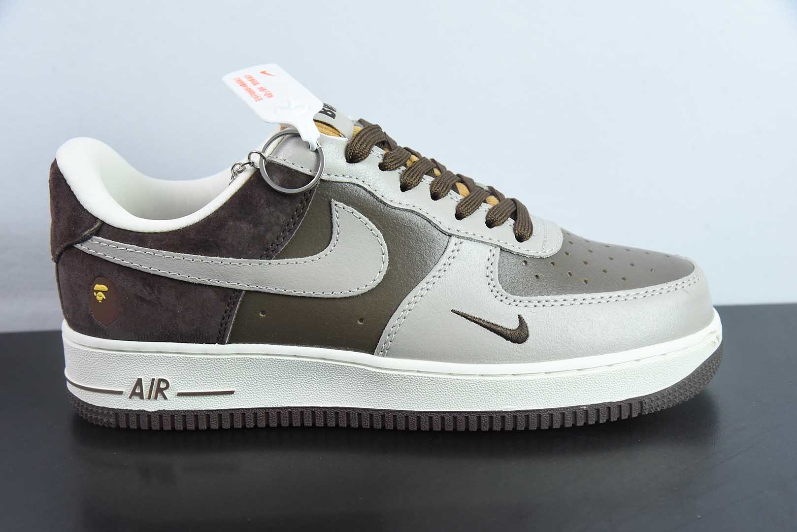 耐克Nike Air Force 1 AF1灰咖猿人头印花空军一号低帮休闲板鞋纯原版本 货号：KK1988-039