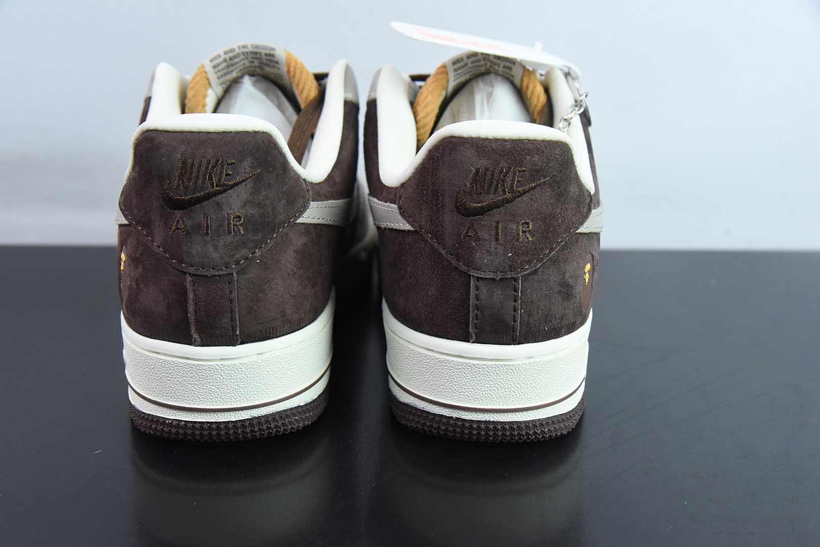 耐克Nike Air Force 1 AF1灰咖猿人头印花空军一号低帮休闲板鞋纯原版本 货号：KK1988-039