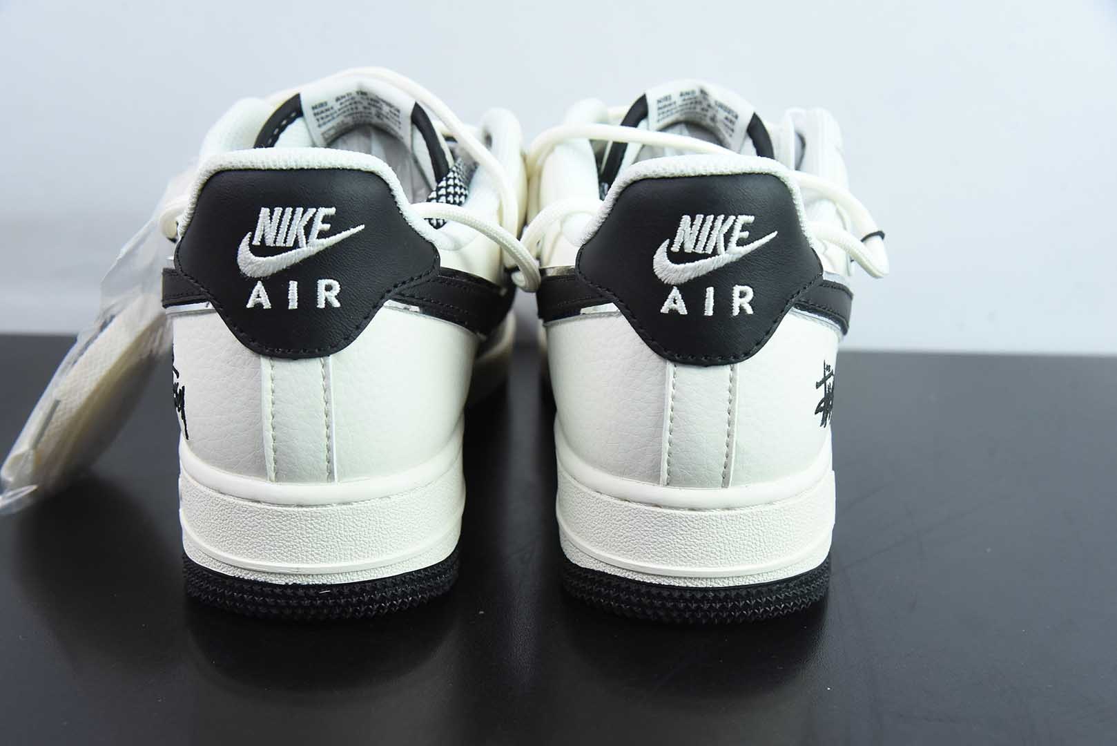 耐克Nike Air Force 1'07 Low 斯图西联名米黑抽绳空军一号低帮休闲板鞋纯原版本 货号：SJ1198-109 