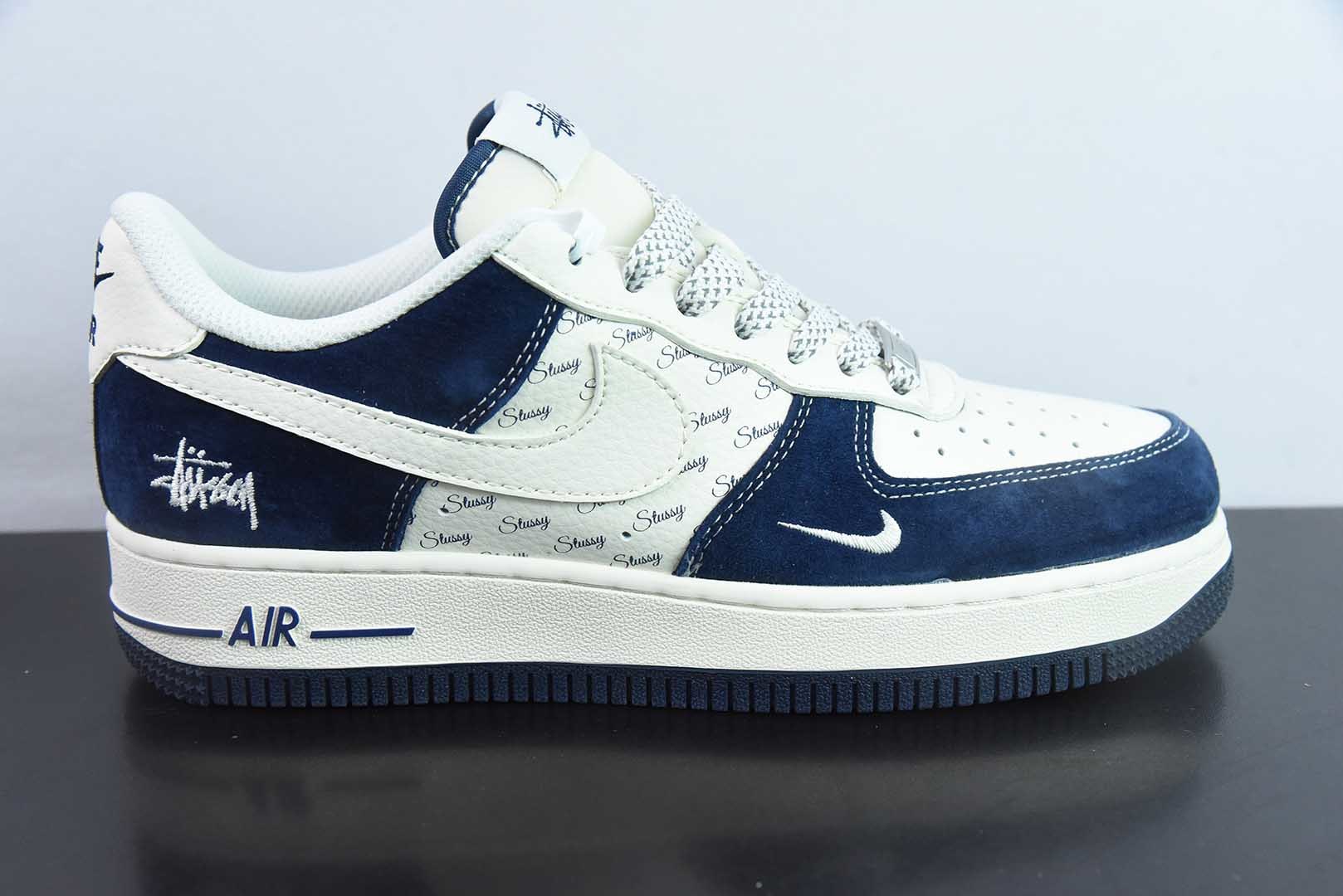 耐克Nike Air Force 1'07 Low 斯图西联名深蓝翻毛白勾空军一号低帮休闲板鞋纯原版本 货号：XZ6188-673 