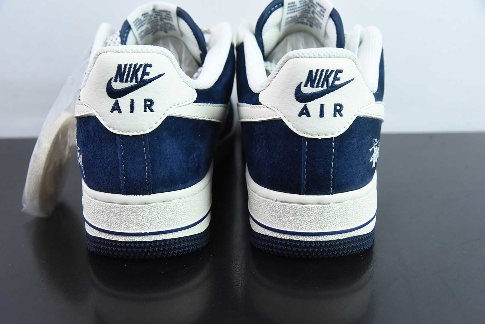 耐克Nike Air Force 1'07 Low 斯图西联名深蓝翻毛白勾空军一号低帮休闲板鞋纯原版本 货号：XZ6188-673 