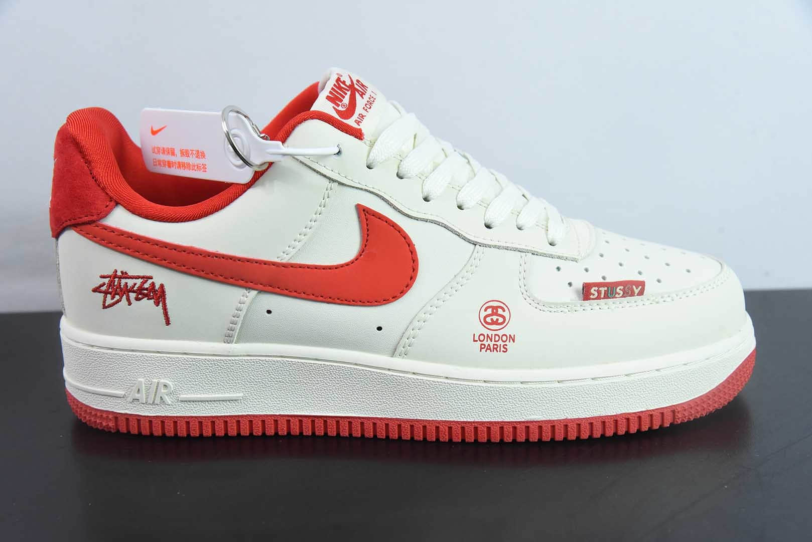 耐克Nike Air Force 1'07 Low 斯图西联名米白深橙空军一号低帮休闲板鞋纯原版本 货号：DF0188-031