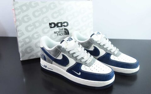 耐克Nike Air Force 1'07 Low 北面联名米灰深蓝勾空军一号低帮休闲板鞋纯原版本 货号： XZ6188-975