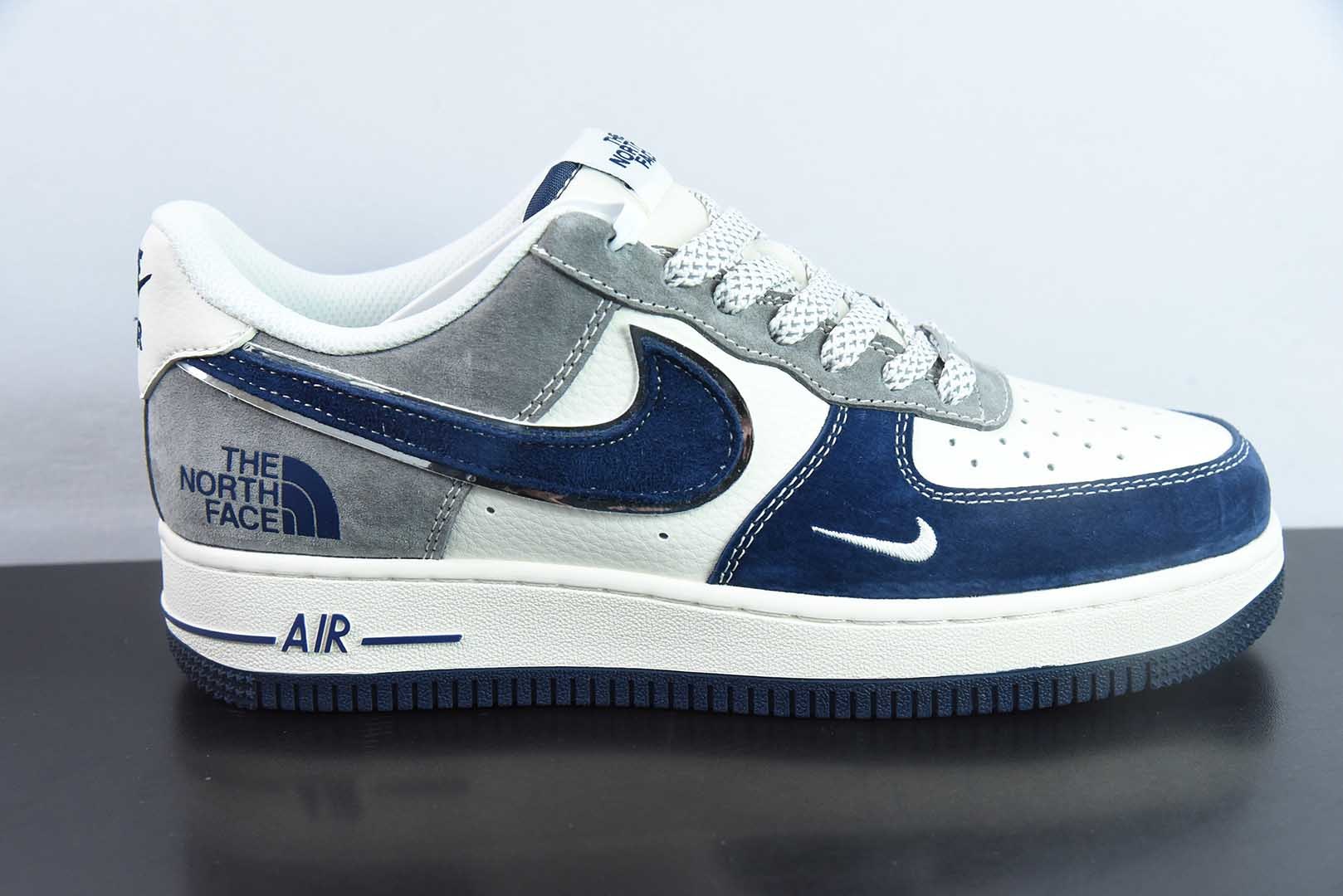 耐克Nike Air Force 1'07 Low 北面联名米灰深蓝勾空军一号低帮休闲板鞋纯原版本 货号： XZ6188-975