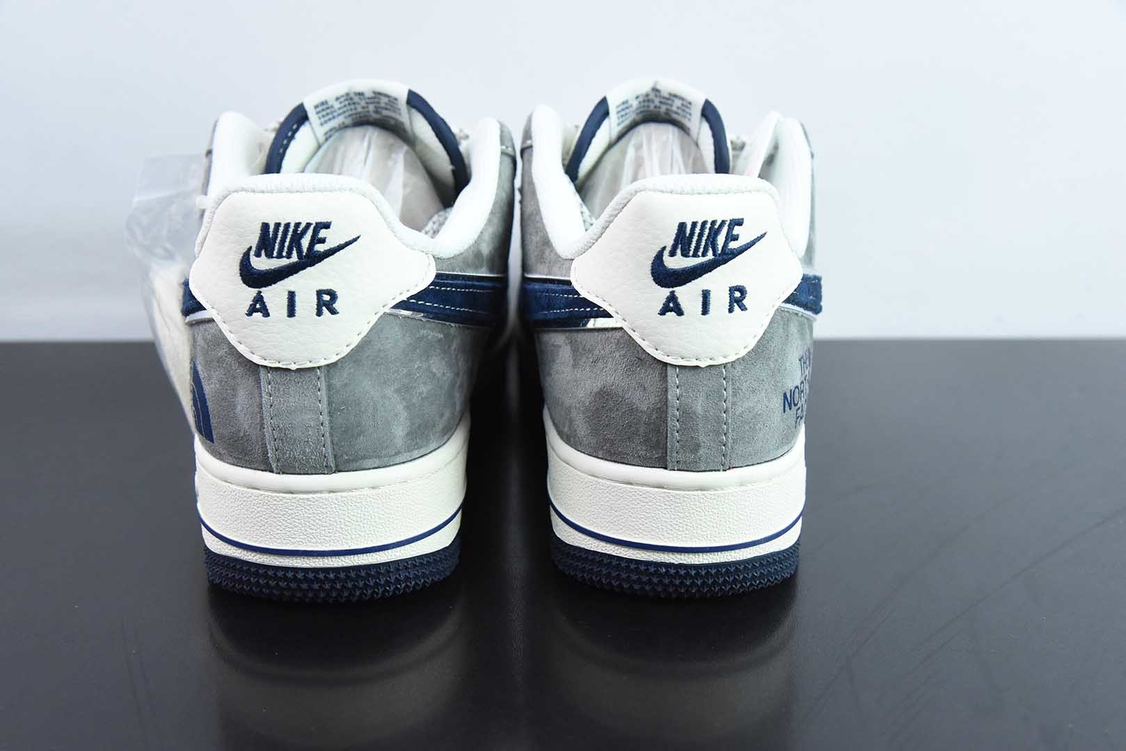 耐克Nike Air Force 1'07 Low 北面联名米灰深蓝勾空军一号低帮休闲板鞋纯原版本 货号： XZ6188-975