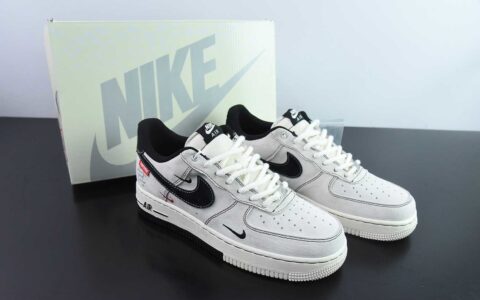 耐克Nike Air Force 1 AF1灰黑SUP小标冠军印花定制版空军一号低帮休闲板鞋纯原版本 货号：SJ6698-021