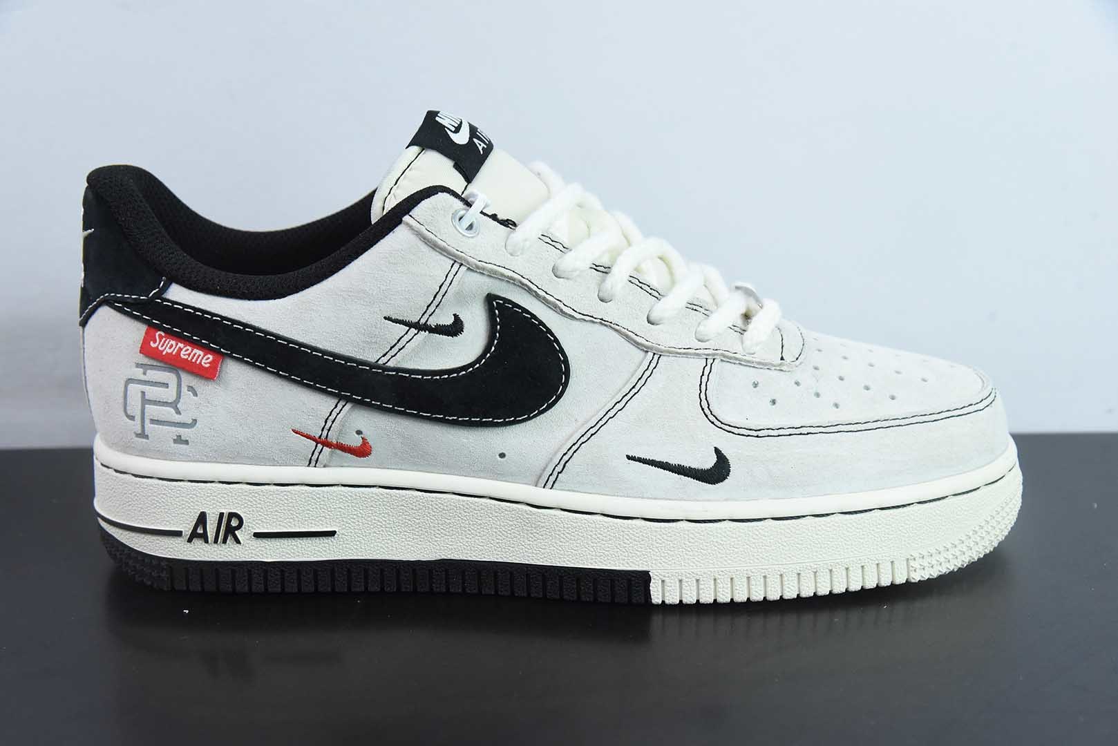 耐克Nike Air Force 1 AF1灰黑SUP小标冠军印花定制版空军一号低帮休闲板鞋纯原版本 货号：SJ6698-021