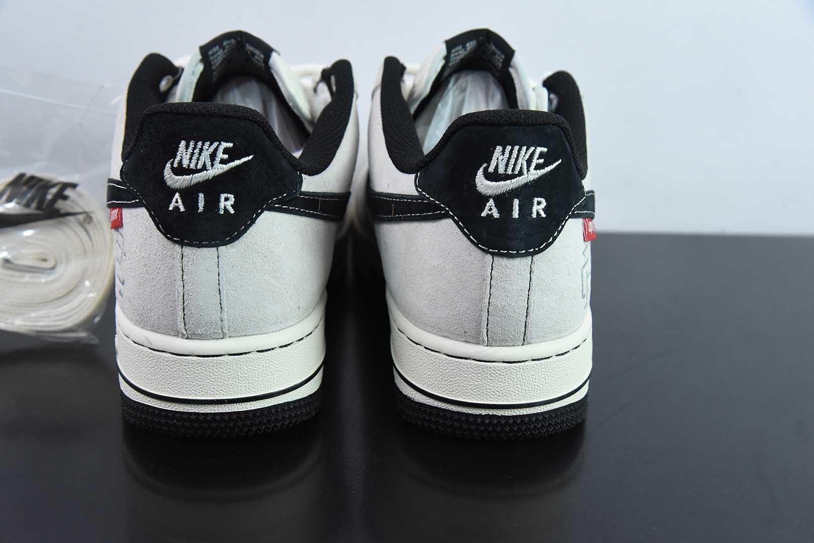 耐克Nike Air Force 1 AF1灰黑SUP小标冠军印花定制版空军一号低帮休闲板鞋纯原版本 货号：SJ6698-021