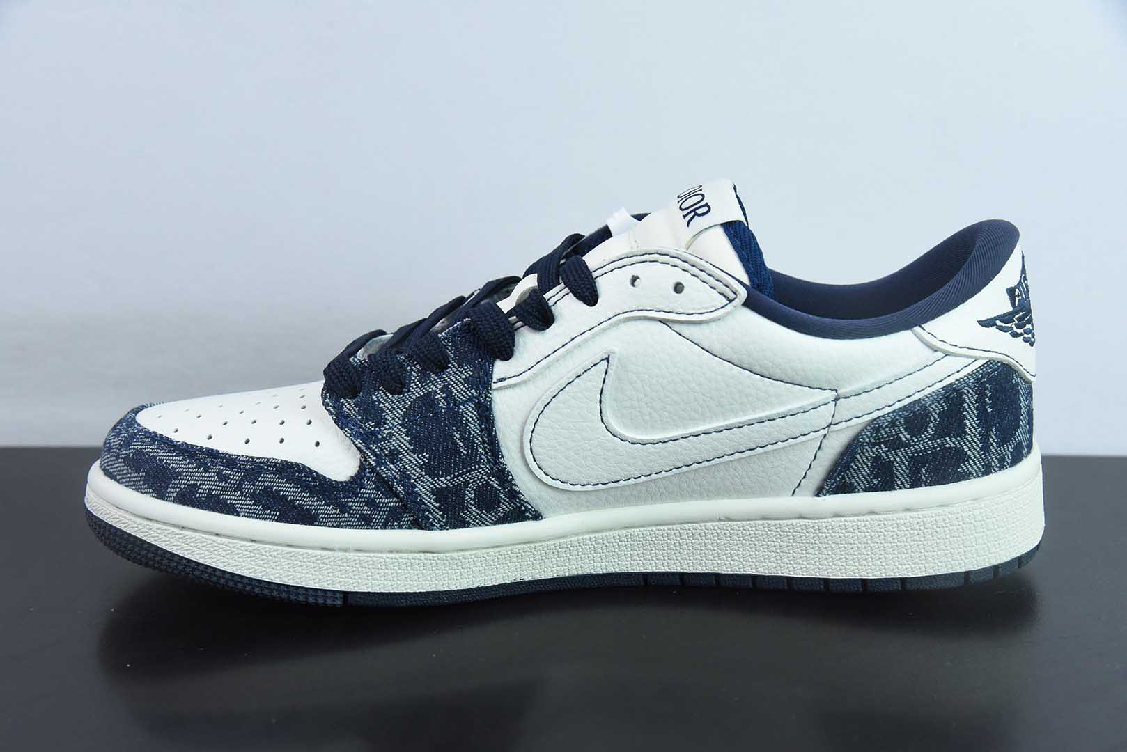 乔丹Travis Scott x Fragment Design x Air Jordan 1 Low OG SP AJ1 乔1 迪奥联名白蓝牛仔低帮文化休闲板鞋纯原版本 货号：CH6336-017