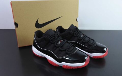 乔丹Air Jordan 11 Low Bred AJ11乔11漆皮新黑红低帮篮球鞋纯原版本 货号：FV5104-006