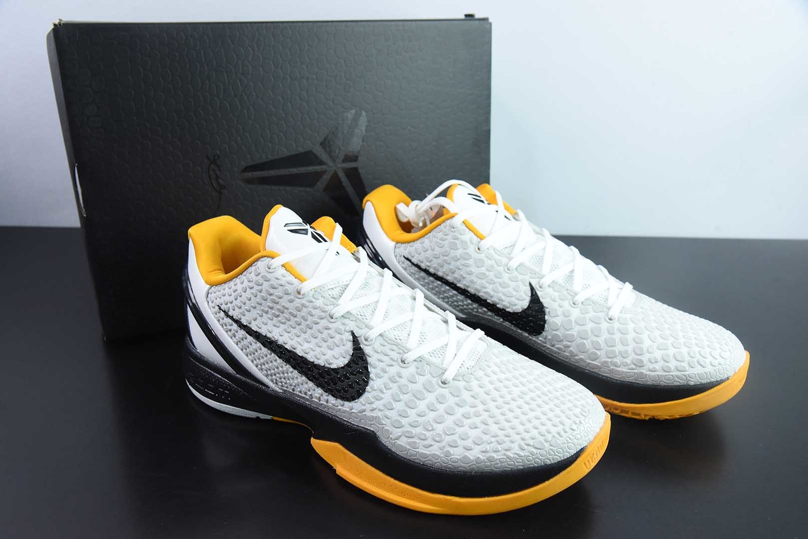 科比KOBE Nike Zoom Kobe 6 Protro White Del Sol 季后赛2021黑白黄科比6代复刻低帮篮球鞋纯原版本 货号：CE2190-100