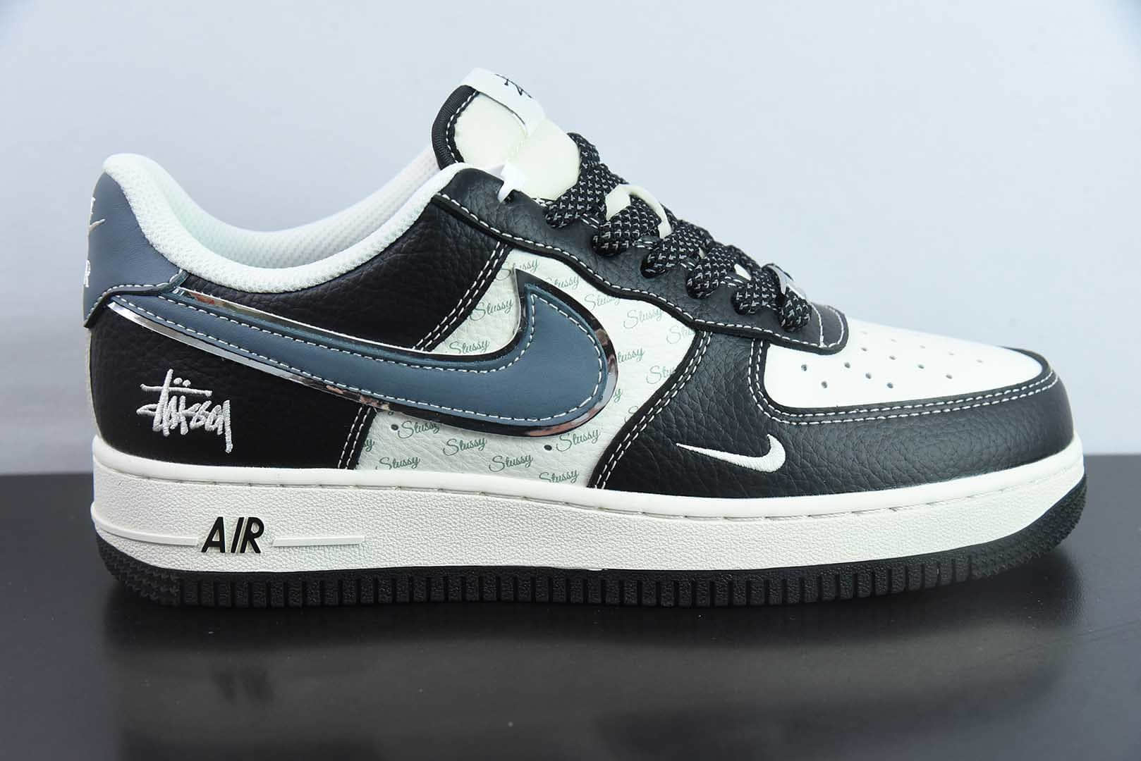 耐克Nike Air Force 1'07 Low 斯图西联名灰蓝黑荔纹空军一号低帮休闲板鞋纯原版本 货号：XZ6188-199