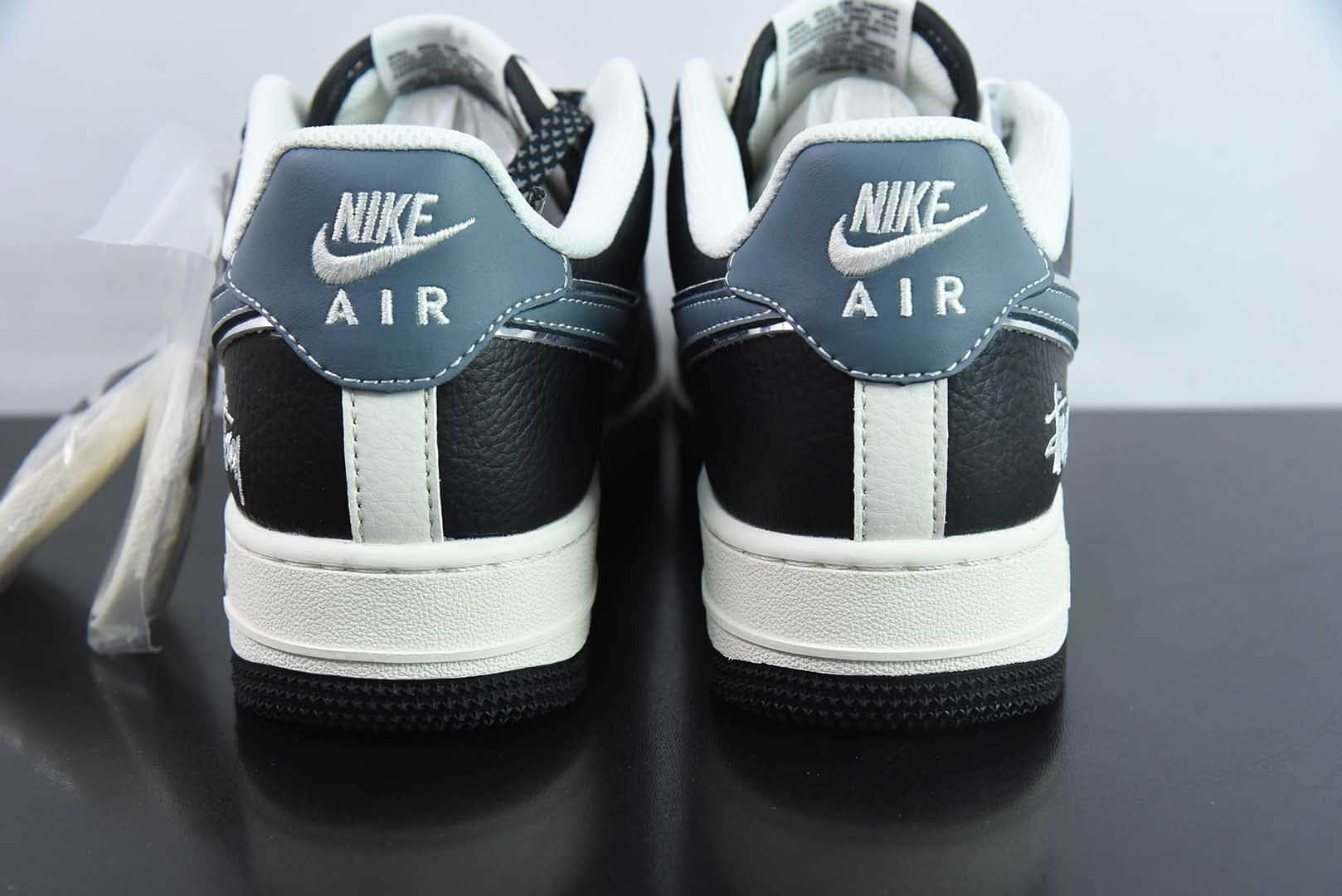 耐克Nike Air Force 1'07 Low 斯图西联名灰蓝黑荔纹空军一号低帮休闲板鞋纯原版本 货号：XZ6188-199